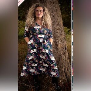 BNWT Grizelda Skeleton Tea Party Print Cotton Midi Dress